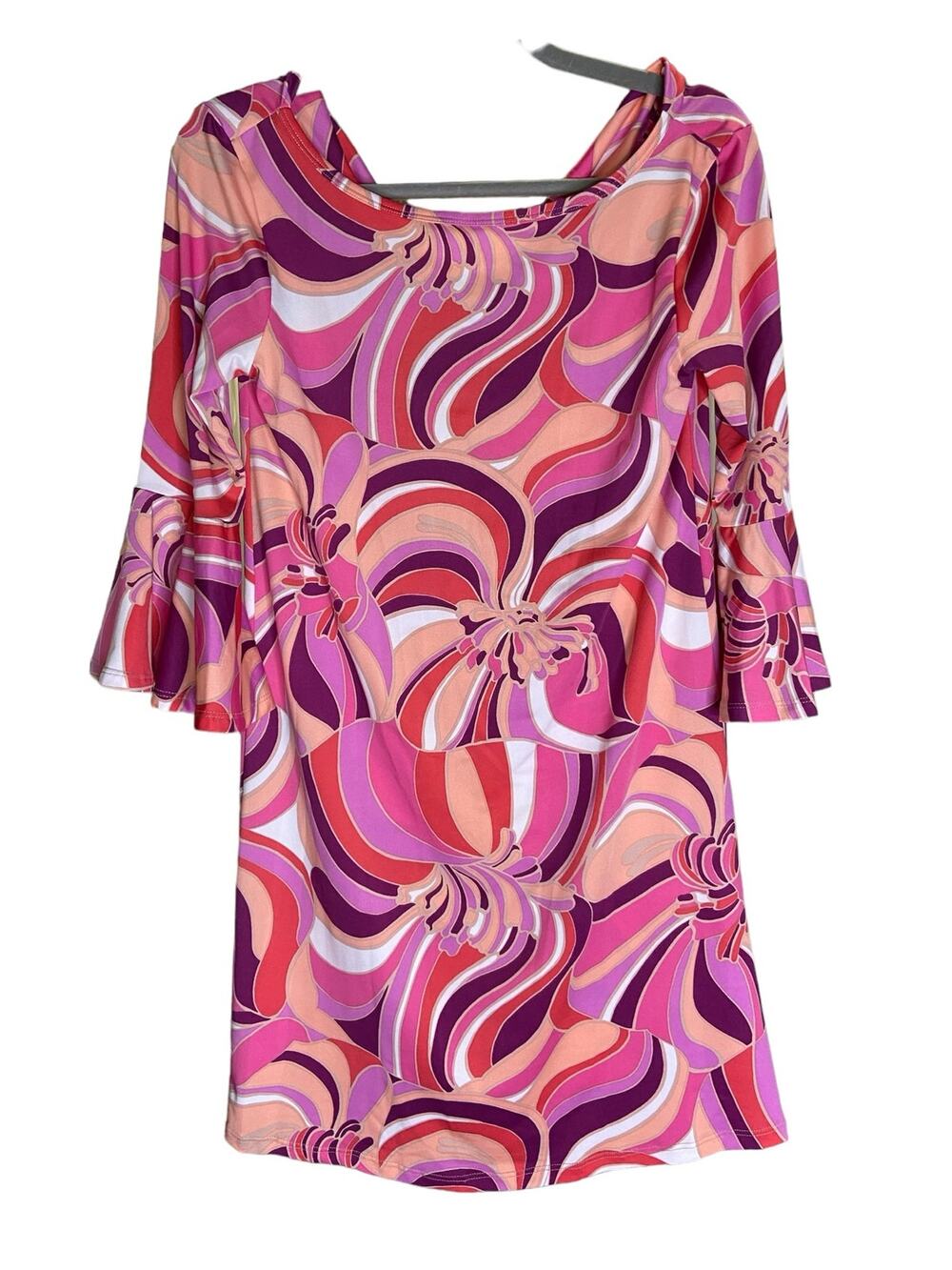 Trina Turk Mini Dress Draped Back Abstract Dahlia Groovy Party S